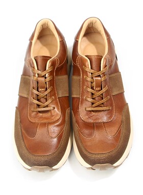 正品Vintage轻奢牛皮休闲鞋男士潮牌真皮运动慢跑鞋厚底老爹鞋子