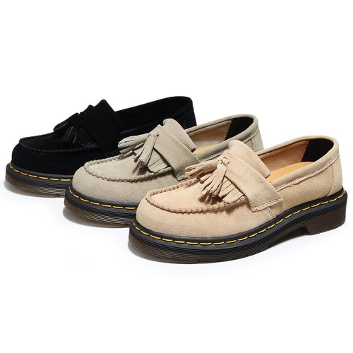 手工缝线Dr反绒流苏乐福鞋真皮