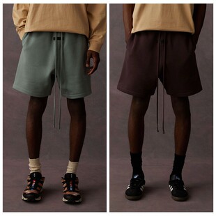 过验Essentials硅胶字母SS23薄绒五分裤男女FOG复线宽松休闲短裤