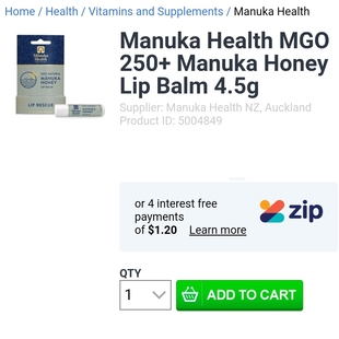 滋润 润唇膏保湿 health麦卢卡蜂蜜MGO250 新西兰直邮药房manuka