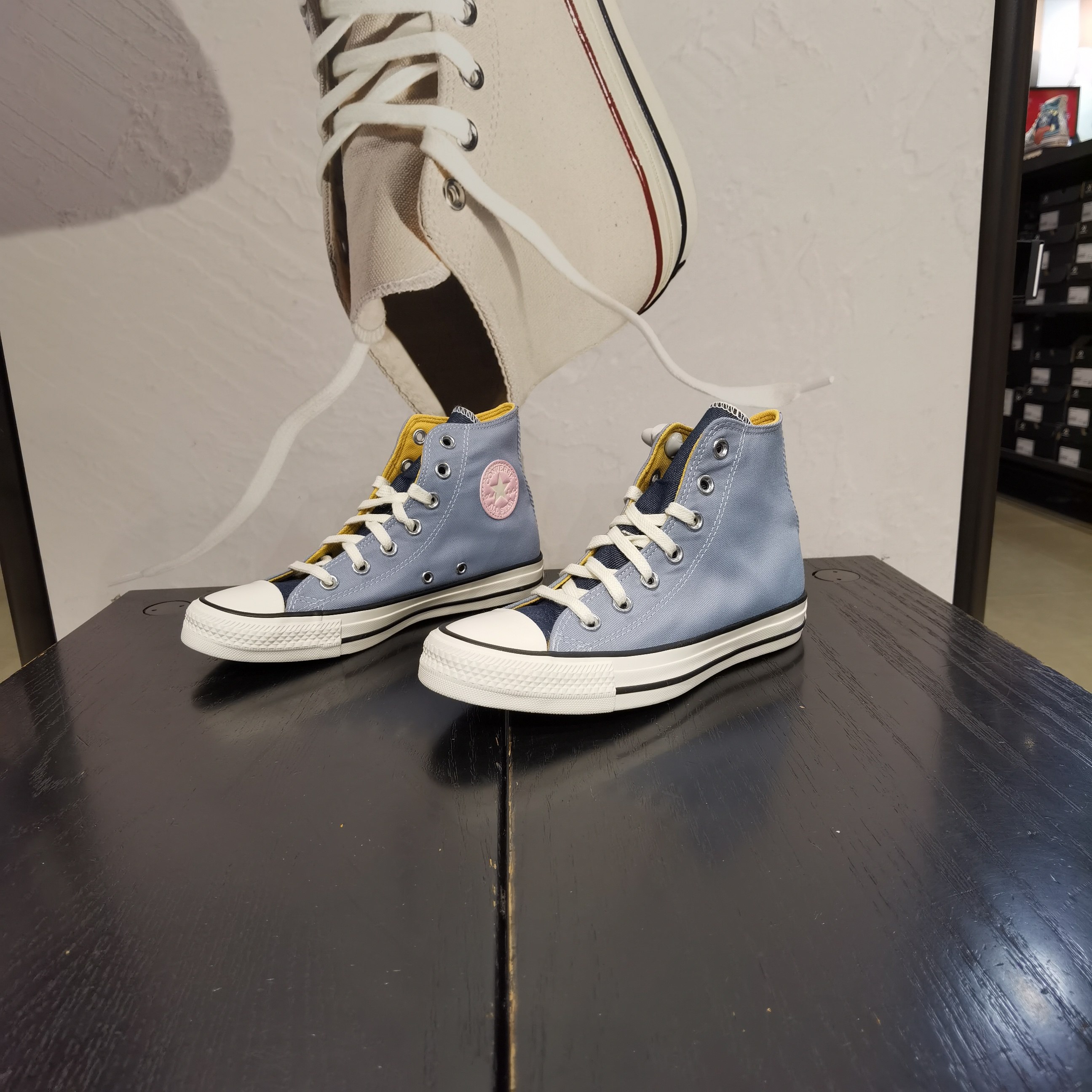 匡威牛仔蓝all star拼接撞色经典款女款高帮休闲帆布鞋a02880c