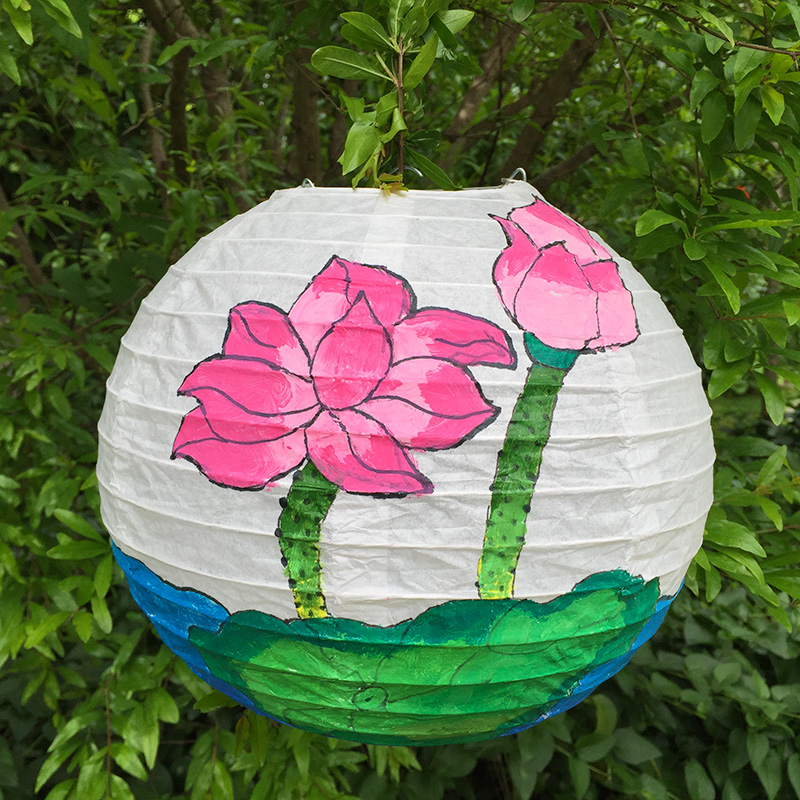 国庆节儿童绘画白色灯笼纸灯笼diy涂色绘画幼儿园手绘制作材料包