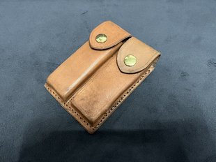 正品库存90年代92式双仓牛皮套折刀皮套户外工具头层牛皮战术腰包