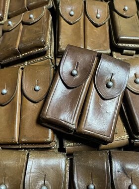 正品旧货70年代54式双仓牛皮战术套苏联托卡列夫TT33纯皮战术腰包