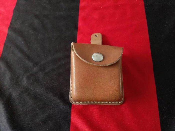 库存老货原品62式51式65式指北针通用牛皮盒头层纯牛皮打火机皮盒