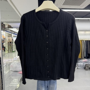 新款 修身 流行女装 毛衣单排扣开衫 显瘦简约百搭显瘦 短款 2025年秋装