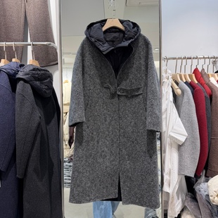 手工双面羊绒大衣两件套2025年冬装新款内搭90白鸭绒羽绒马夹保暖