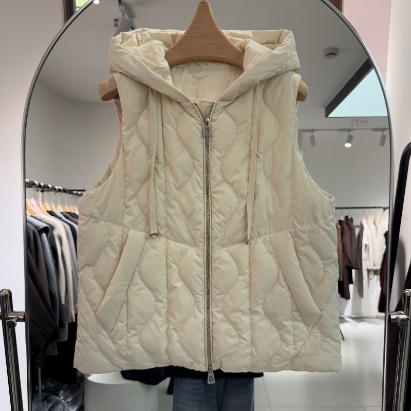 大衣伴侣90白鹅绒羽绒服马夹背心2025年秋冬新款连帽领保暖显瘦潮