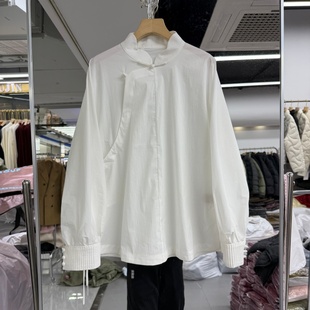 2026年春装新款流行女装新中式棉布衬衫上衣小衫侧开叉系带显气质