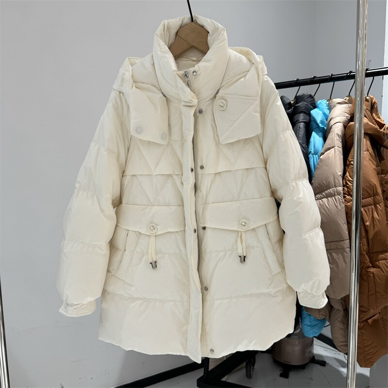 欧货女装高端90鹅绒羽绒服2023年冬装新款加厚保暖脱卸帽洋气减龄