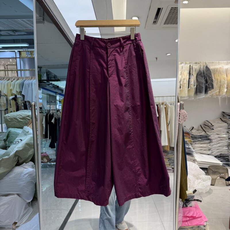 欧洲站2026年夏装新款流行女装棉布阔腿裤宽松显瘦9分裤洋气裤子