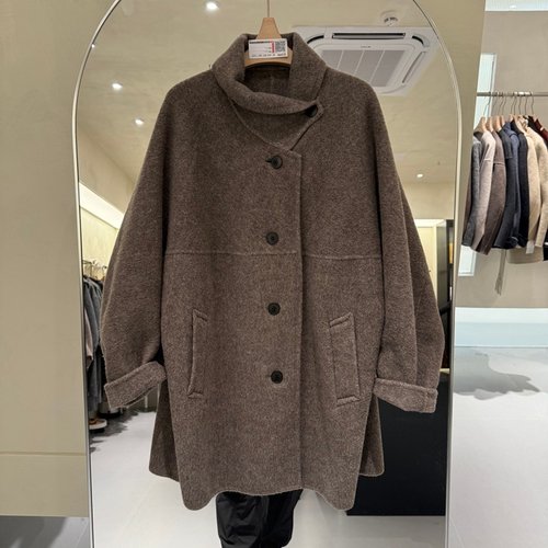 2025年冬装新款流行女装骆驼绒双面羊绒大衣外套立领阔版显瘦加厚