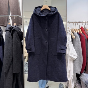 2025年冬装新款时尚女装套装两件套手工双面羊绒大衣内搭羽绒马夹