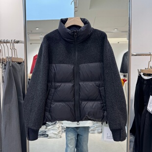 新款 短款 时尚 女装 羽绒服双面羊绒拼接立领保暖显瘦 韩版 2025年冬装