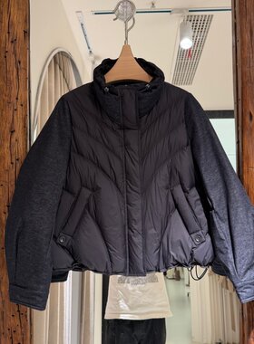 欧洲站2026年冬装新款流行女装短款羽绒服90鸭绒保暖显瘦拼接袖潮