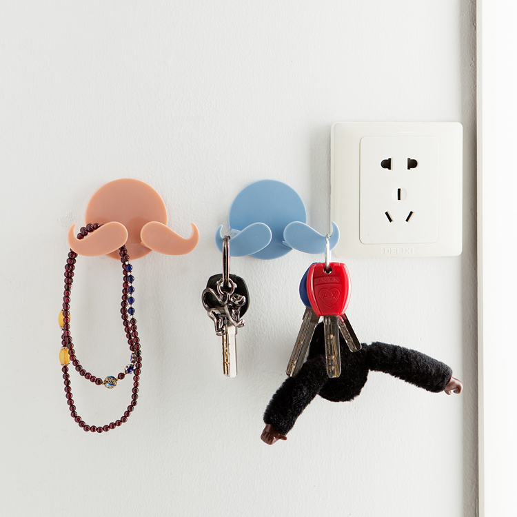 创意胡须粘贴式电源插头挂钩粘钩 电器插头整理支架收纳挂架