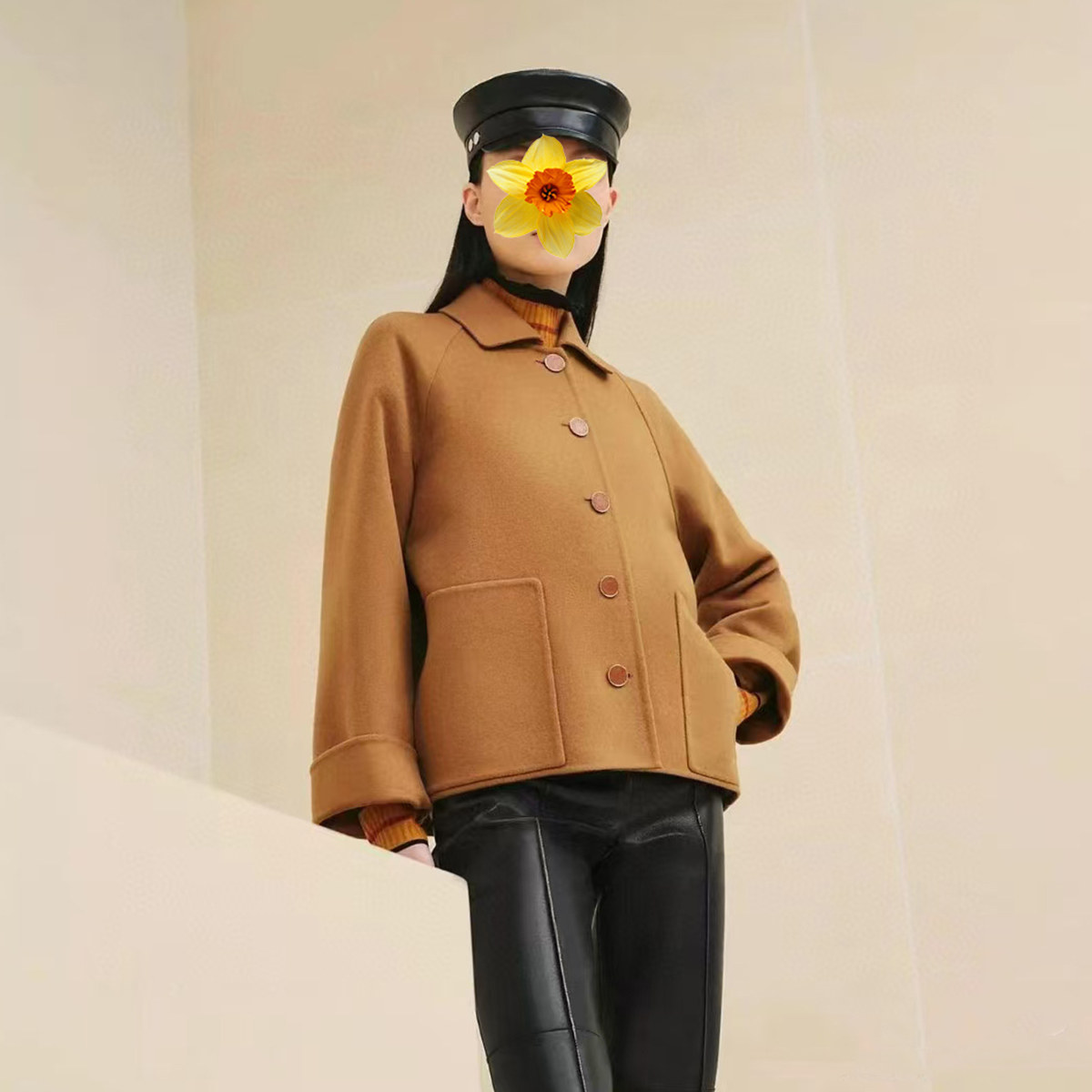 山羊绒常规轻奢小翻领短外套百搭