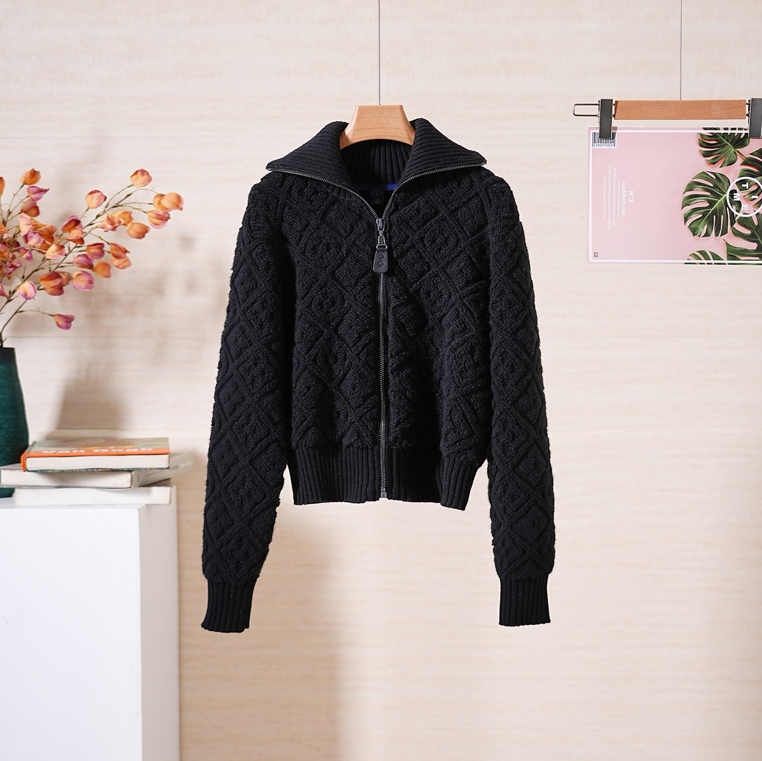 YongLeap冬季立领老花针织外套