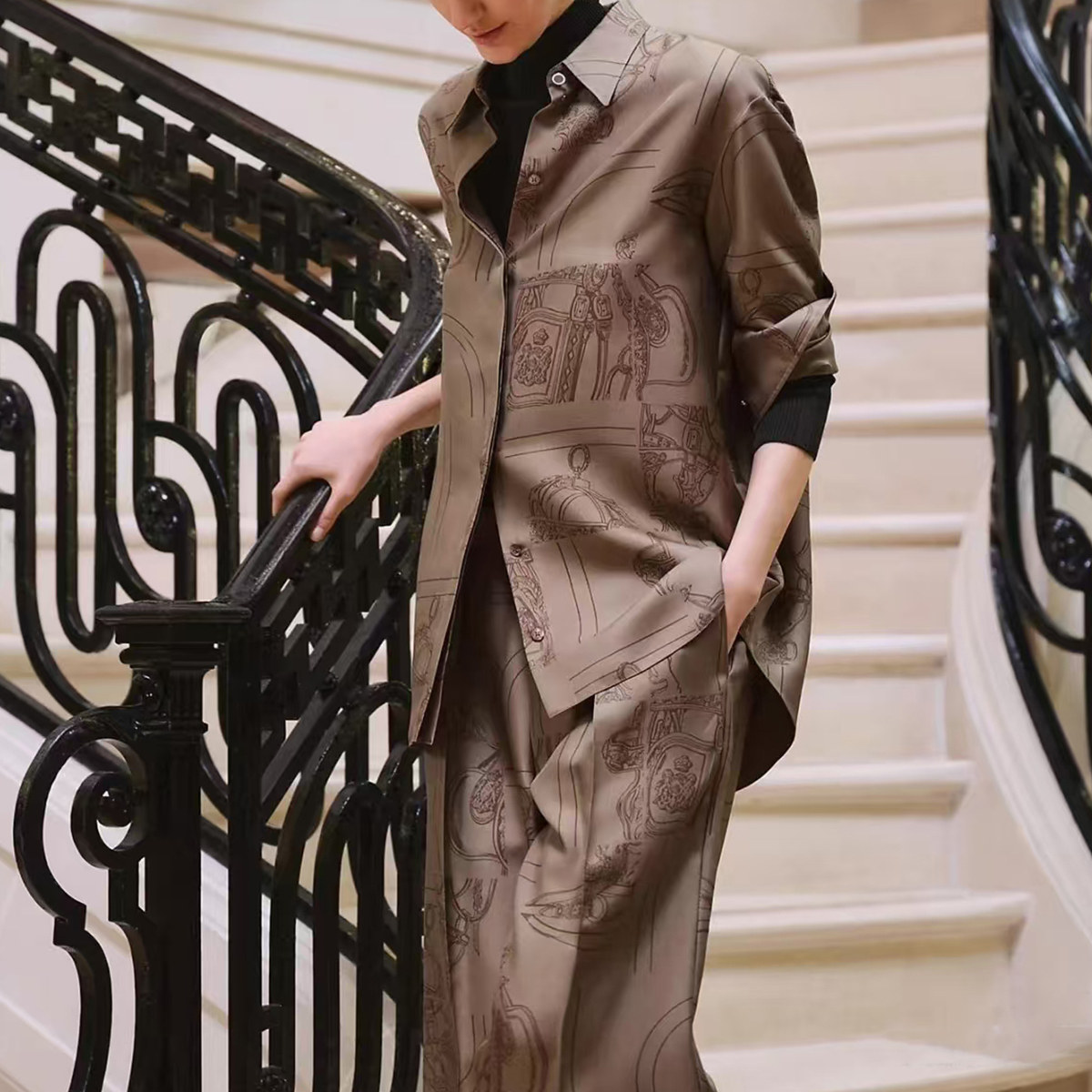 桑蚕丝2024印花套装气质优雅