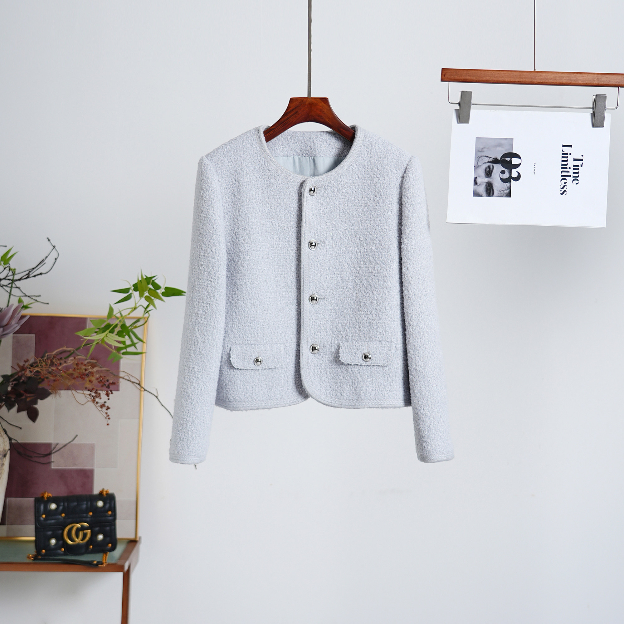 YongLeap浪漫小香风直筒短外套