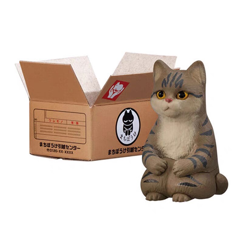 现货万代 等待的动物 纸箱猫咪篇呆等被放鸽了 纸箱造型摆件扭蛋