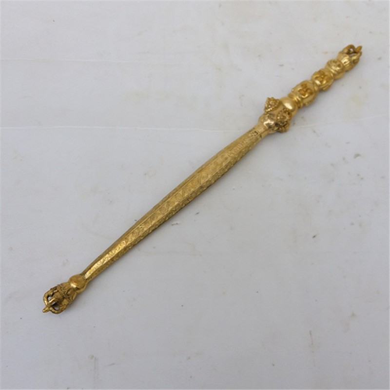 纯铜法器金刚杵金刚棍降魔棍韦陀法器天杖密宗藏佛法器居家摆设