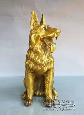 纯铜狼狗摆件中式风水生肖