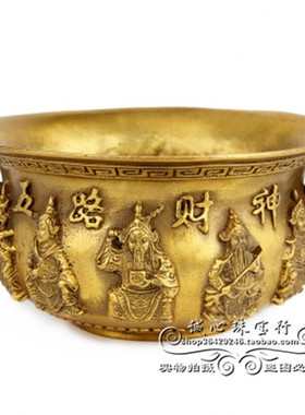 香炉客厅聚宝盆黄铜摆件聚财中式