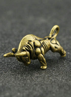 把件办公区劲牛铜小摆件牛气冲天