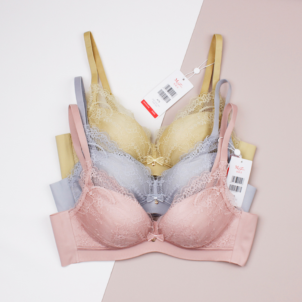 无钢圈中厚蕾丝文胸曼*芬聚拢