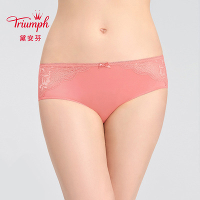 黛安芬超柔蕾丝边中腰平角裤