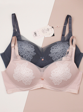 黛安芬Florale优雅芍药薄款无钢圈内衣女大胸收副乳文胸 11-1920