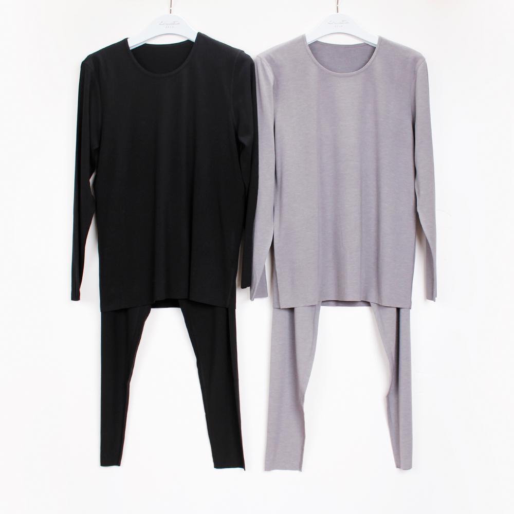 曼*芬秋冬男士圆领茶花柔暖磨绒无痕保暖套装秋衣秋裤20221194