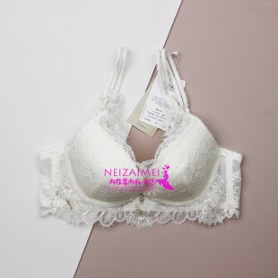 9015 胸罩女16 黛安芬法式 蕾丝深V聚拢文胸软钢圈性感内衣白色薄款