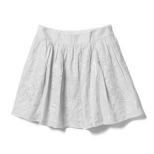 皇冠西西杰西卡夏季亚麻刺绣伞裙百褶女半身裙短裙202416