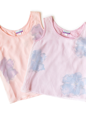 皇冠西西夏季古着百搭舒适清凉圆领无袖背心清仓尾货W12295