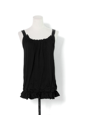 美式复古威莎专柜490 荷叶边宽松纯棉丝带吊带背心女 W13397 267