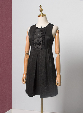 美式复古CROWNCC威莎专柜正品 570 圆领无袖串珠连衣裙 W85173