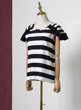 美式复古杰西卡旗下街头小众条纹休闲显瘦T恤490专柜折扣D12269