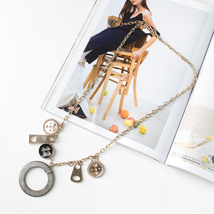 美式复古古着浮夸时尚金属链挂坠女项链装饰链 802A92
