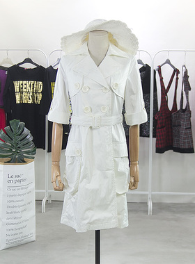 西W 美式复古威莎专柜690港味气质双排扣长款分袖风衣外套W82191