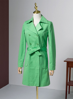 西W 柜550美式复古CROWNCC威莎修身长袖中长款风衣外套W62190