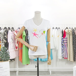 简约纯色亮片棉质女T恤 380 89236C 专柜正品 皇冠西西夏季