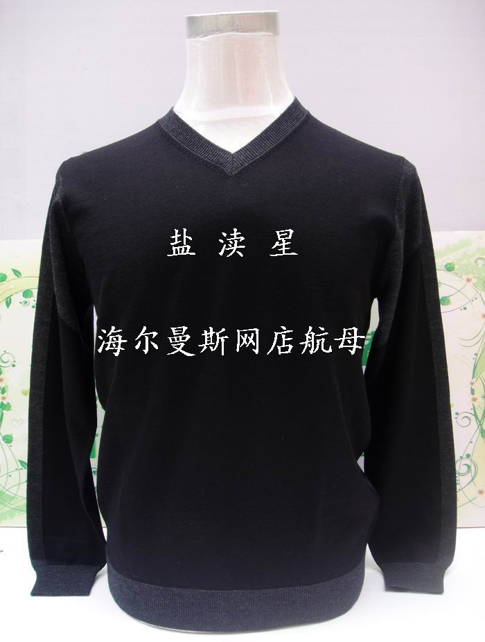 专柜正品海尔曼斯D7A1D41男式商务正装保暖毛衣鸡心领长袖羊毛衫