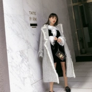 Xiaoxiang lady trong gió áo khoác dài tua rua nữ mùa thu và mùa đông trên đầu gối ve áo len áo len trench coat - Áo khoác ngắn