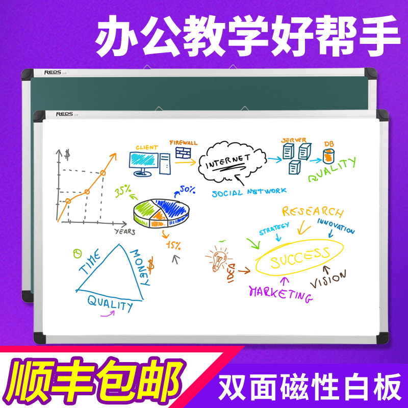 REDS白板挂式60*90雙面磁性小白板兒童家用辦公小黑板寫字板畫板在類目 電子詞典/電紙書/文化用品, 教學演示/展示告示用品, 白板中 - 來自Buy2taobao.com提供專業的淘寶代購服務