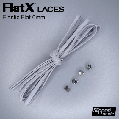 FlatX银灰色免系6mm双层扁鞋带