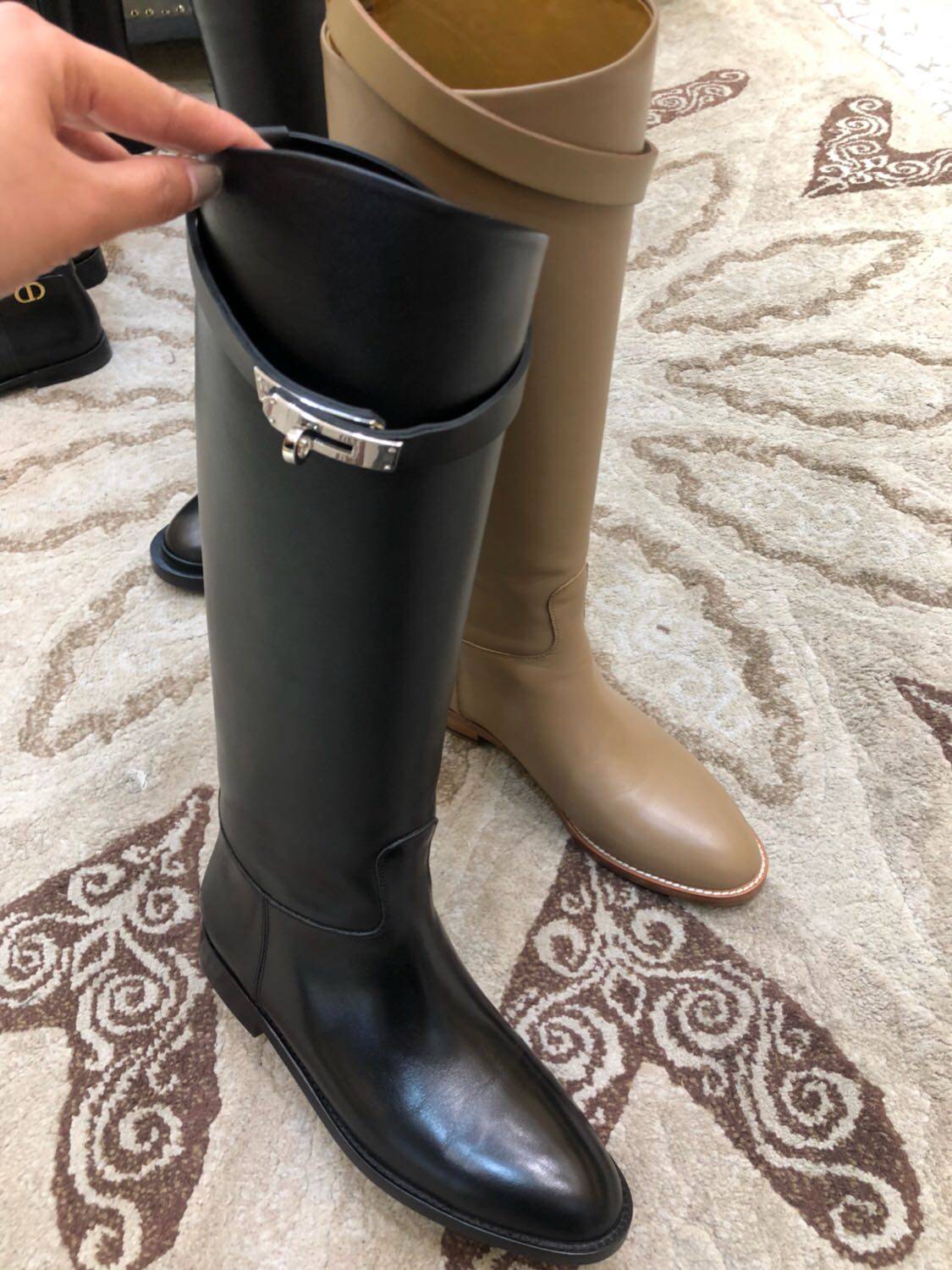 2020秋冬原单 大码BOX小牛皮18K kelly扣骑士靴女生马术长靴,女鞋,骑士靴,淘宝优惠券,粉丝福利购,淘宝优惠卷