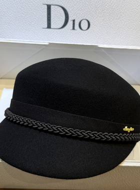 小沿羊毛呢字母鸭舌帽英伦休闲骑士帽子复古礼帽逛街马术帽百搭潮