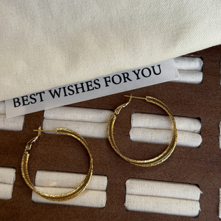 简约素圈耳环金色双层圆环耳饰气质高级感时尚 显脸小耳坠复古潮